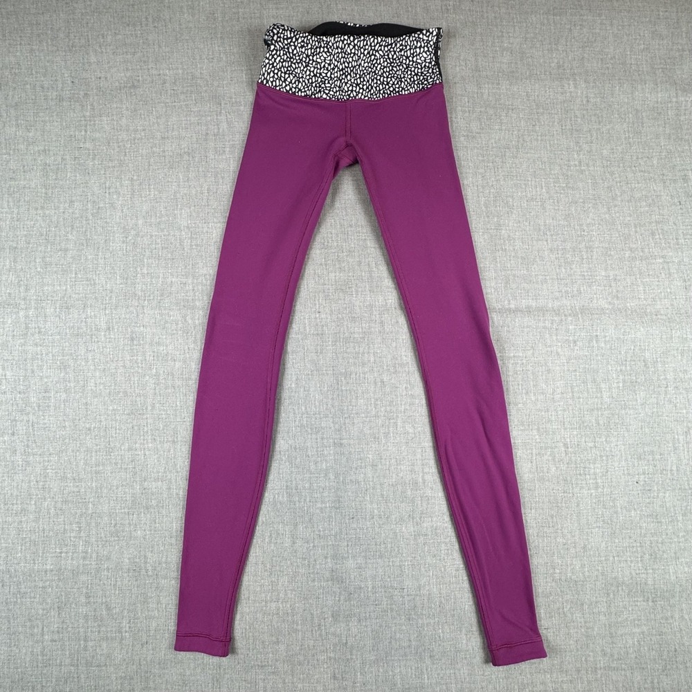 Lululemon Pants Womens 2 Black Purple Reversible Ankle Leggings Yoga Athletic